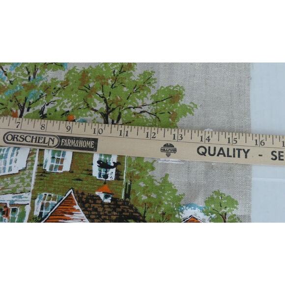 Vintage Parisian Prints Linen Tea Kitchen Towel Country Town Pond Bright w/Tags - Picture 6 of 6